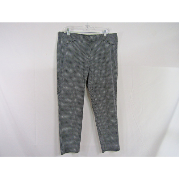 J. Jill Black Geometric Tapered Crop Pants sz 14 Retro Y2K 90s Preppy Classic - Picture 1 of 9